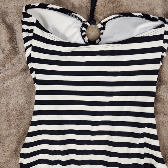 MICHAEL Michael Kors Black Striped Halter Swimsuit 8 - Picture 10 of 11